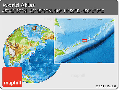 Physical Location Map of the Area around 46° 1' 3" N, 149° 40' 30" E