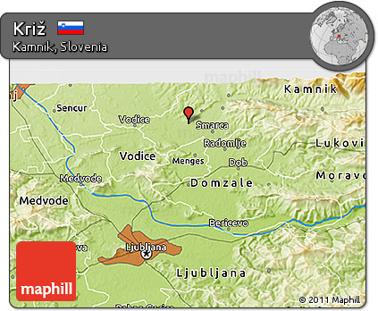 Physical 3D Map of Križ