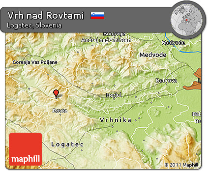 Physical 3D Map of Vrh Nad Rovtami