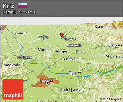 Physical 3D Map of Križ