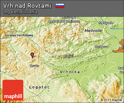 Physical 3D Map of Vrh Nad Rovtami