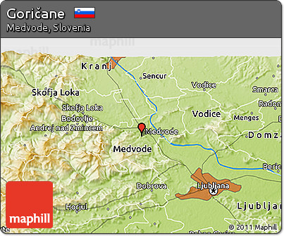 Physical 3D Map of Goričane