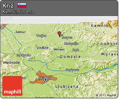 Physical 3D Map of Križ