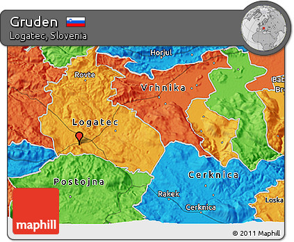 Political 3D Map of Gruden