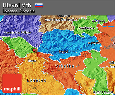 Political 3D Map of Hlevni Vrh