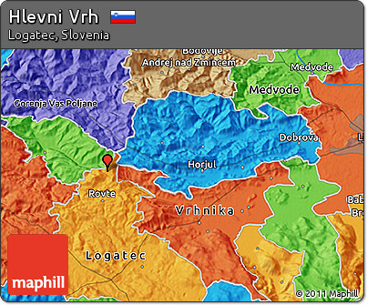 Political 3D Map of Hlevni Vrh