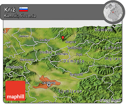 Satellite 3D Map of Križ