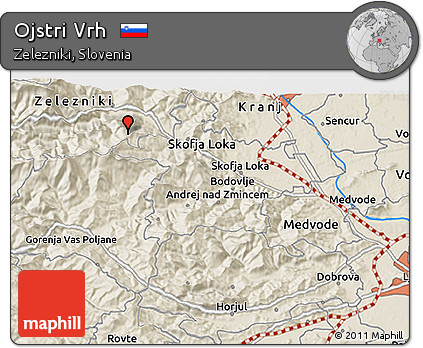 Shaded Relief 3D Map of Ojstri Vrh