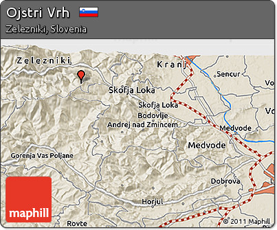 Shaded Relief 3D Map of Ojstri Vrh