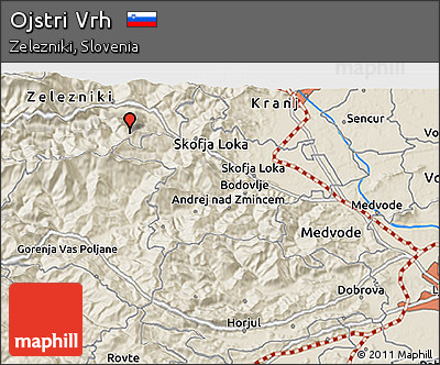 Shaded Relief 3D Map of Ojstri Vrh