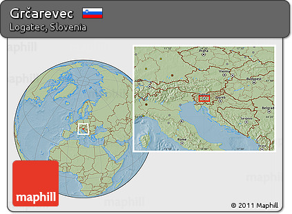 Savanna Style Location Map of Grčarevec, hill shading