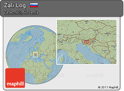 Savanna Style Location Map of Zali Log, hill shading