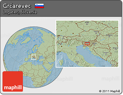 Savanna Style Location Map of Grčarevec, hill shading