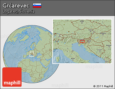 Savanna Style Location Map of Grčarevec, hill shading