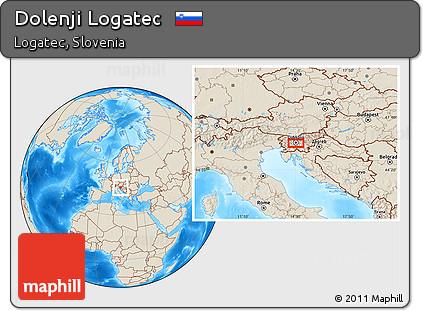 Shaded Relief Location Map of Dolenji Logatec
