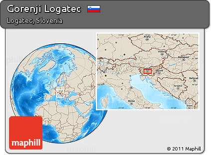 Shaded Relief Location Map of Gorenji Logatec