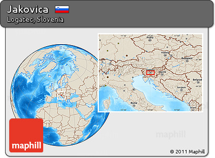 Shaded Relief Location Map of Jakovica