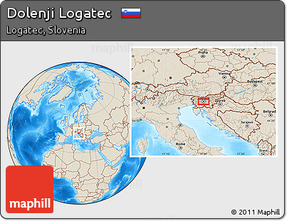 Shaded Relief Location Map of Dolenji Logatec