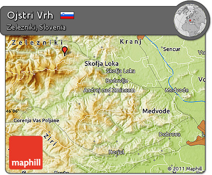 Physical Map of Ojstri Vrh