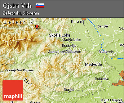 Physical Map of Ojstri Vrh