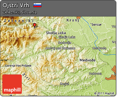 Physical Map of Ojstri Vrh