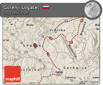 Shaded Relief Map of Gorenji Logatec