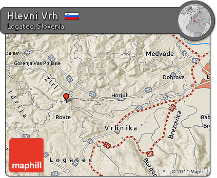 Shaded Relief Map of Hlevni Vrh