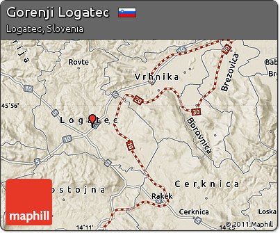 Shaded Relief Map of Gorenji Logatec