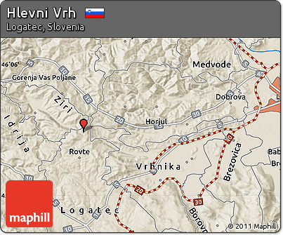 Shaded Relief Map of Hlevni Vrh
