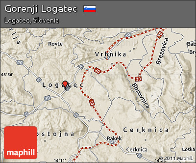 Shaded Relief Map of Gorenji Logatec
