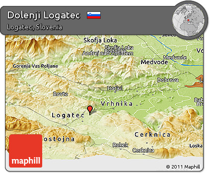 Physical Panoramic Map of Dolenji Logatec