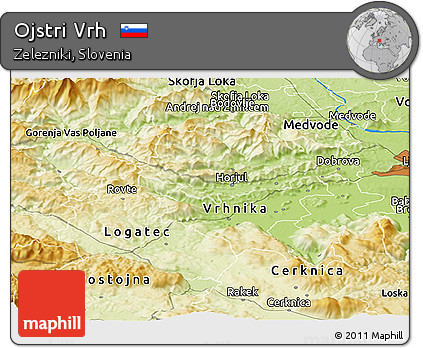 Physical Panoramic Map of Ojstri Vrh