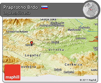 Physical Panoramic Map of Praprotno Brdo