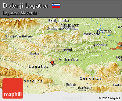 Physical Panoramic Map of Dolenji Logatec
