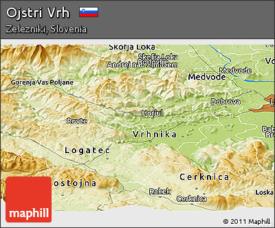 Physical Panoramic Map of Ojstri Vrh