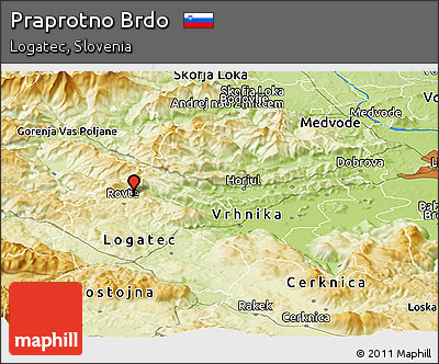 Physical Panoramic Map of Praprotno Brdo