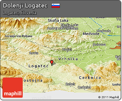 Physical Panoramic Map of Dolenji Logatec