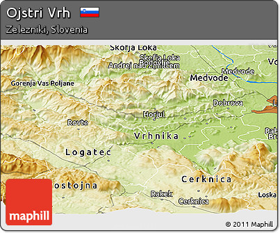 Physical Panoramic Map of Ojstri Vrh