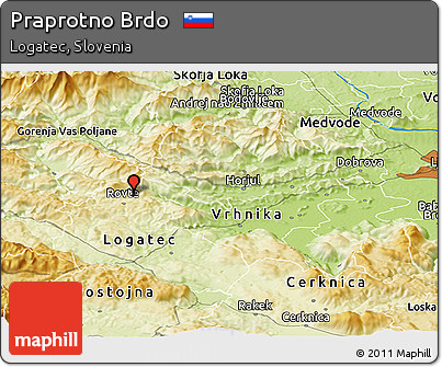 Physical Panoramic Map of Praprotno Brdo