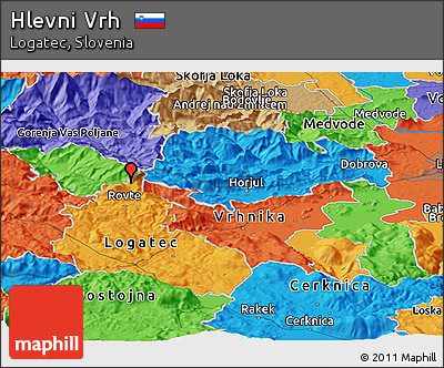Political Panoramic Map of Hlevni Vrh
