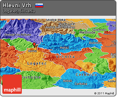 Political Panoramic Map of Hlevni Vrh