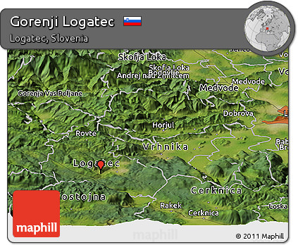 Satellite Panoramic Map of Gorenji Logatec