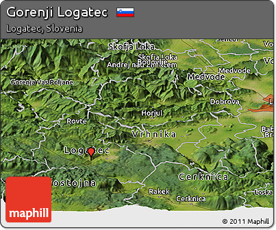 Satellite Panoramic Map of Gorenji Logatec