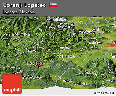 Satellite Panoramic Map of Gorenji Logatec
