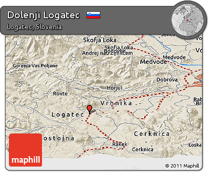 Shaded Relief Panoramic Map of Dolenji Logatec
