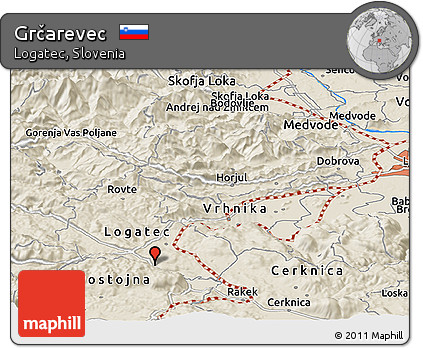 Shaded Relief Panoramic Map of Grčarevec