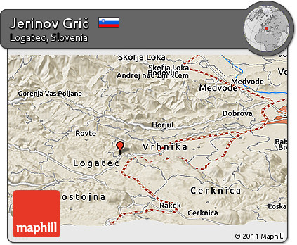 Shaded Relief Panoramic Map of Jerinov Grič