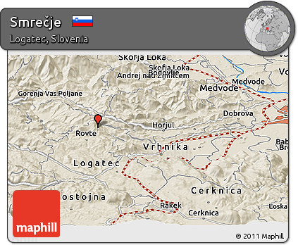 Shaded Relief Panoramic Map of Smrečje