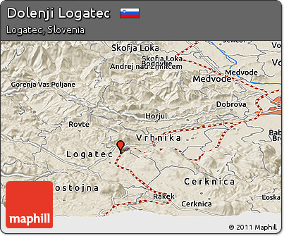 Shaded Relief Panoramic Map of Dolenji Logatec