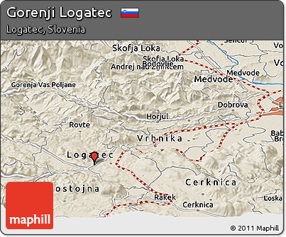 Shaded Relief Panoramic Map of Gorenji Logatec